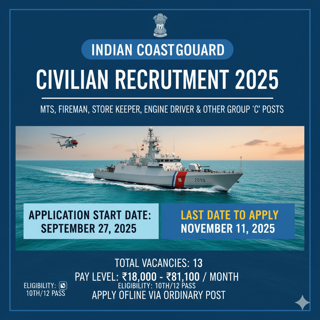 Indian Coast Guard Civilian Recruitment 2025: